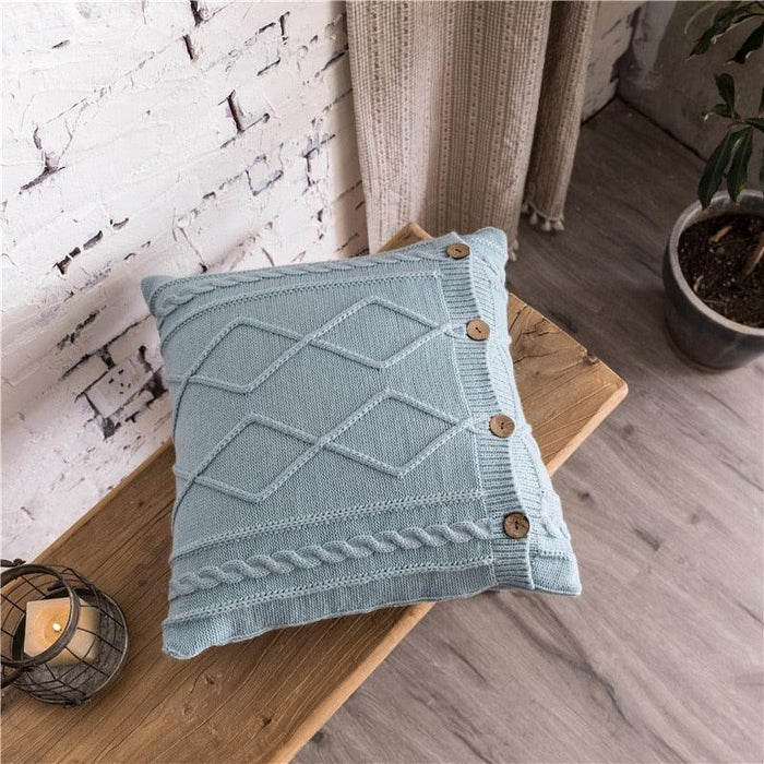 Nordic Handcrafted Double Cable Knit Diamond Pillow Cover for Cozy Scandinavian Vibes