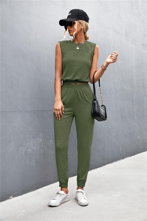 Stylish Sleeveless Top and Joggers Ensemble