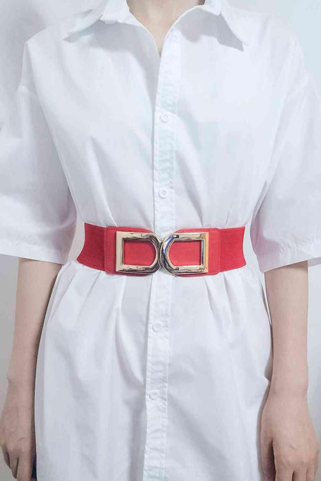 Chic Elastic PU Leather Belt with Stylish Double D Buckle