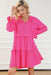 Flounce Sleeve Tiered Dress with Elegant Tie Neck