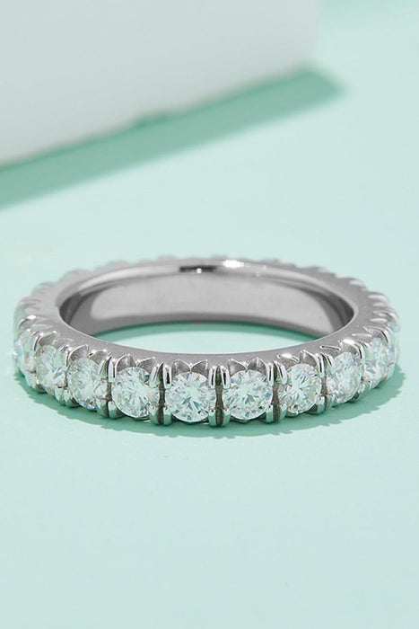 Timeless Radiance Lab-Created Diamond and Moissanite Silver Eternity Band