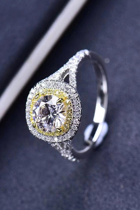 Elegant Two-Tone Lab-Created Diamond Ring with Dazzling Zircon Accents