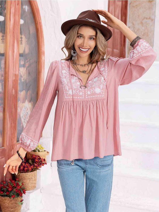 Whimsical Floral Chiffon Blouse with Elegant Balloon Sleeves