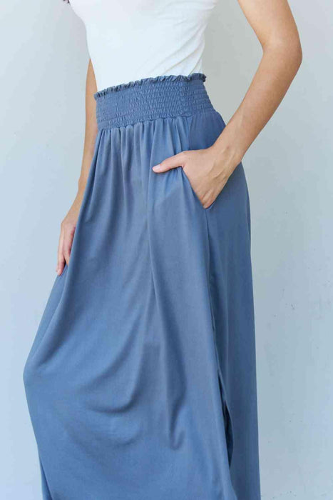 Dusty Blue Elegant High Waist Maxi Skirt - Ultimate Comfort and Style