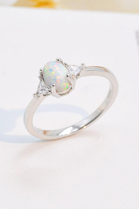 Opulent Opal and Sparkling Zircon Sterling Silver Ring