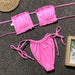 Ruched Frilled Bikini Set with Adjustable Tie-Side Bottoms and Removable Padding