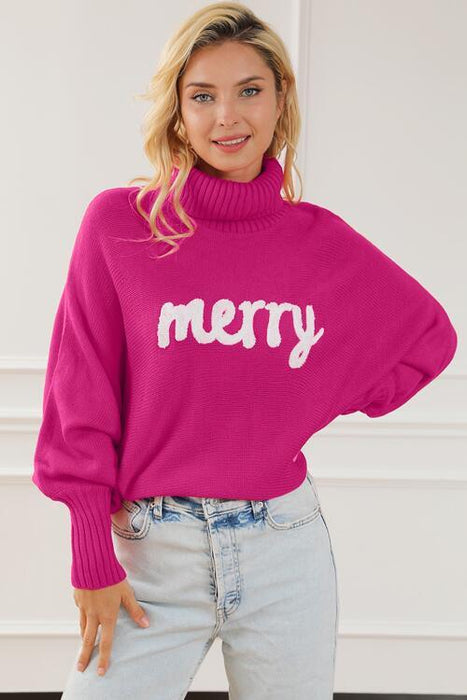 Festive Cozy Knit Turtleneck Sweater