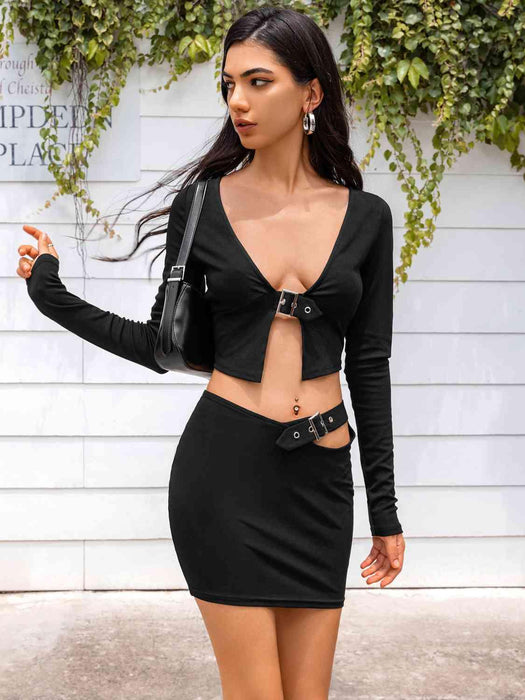 Chic Cutout Skirt and Cropped Top Duo