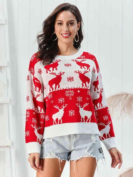 Joyful Reindeer Holiday Knit Sweater