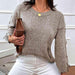 Lace-Up Detail Cozy Knit Sweater with Elegant Round Neck