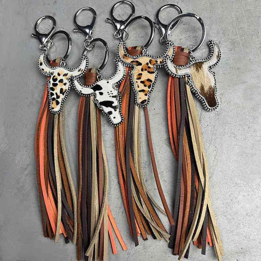 Chic Bull-Shaped Cowhide Keychain for Fashionable Statement