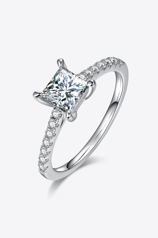 Luxurious Sterling Silver Ring with Lab Grown Diamond and Sparkling Moissanite Accents