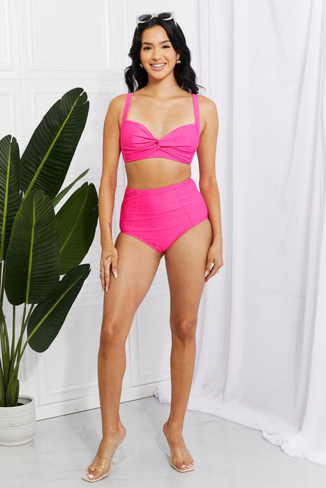 Chic Twisted Pink High-Waist Bikini Set - Stylish Swimwear by Marina West