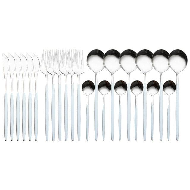 Elegant Dining Experience: Premium 24-Piece Stainless Steel Flatware Set with Deluxe Gift Box