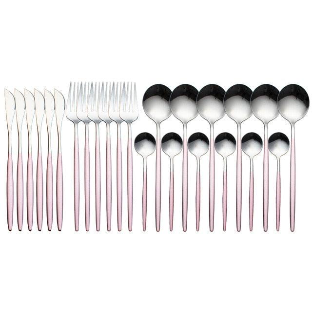Elegant Dining Essential: Exquisite 24-Piece Stainless Steel Flatware Set with Deluxe Gift Box