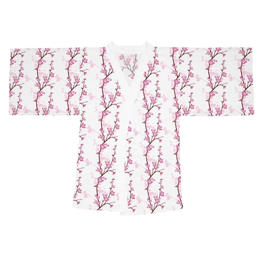 Blossom Elegance Japanese Kimono Ensemble with Graceful Bell Sleeves and Waist Sash