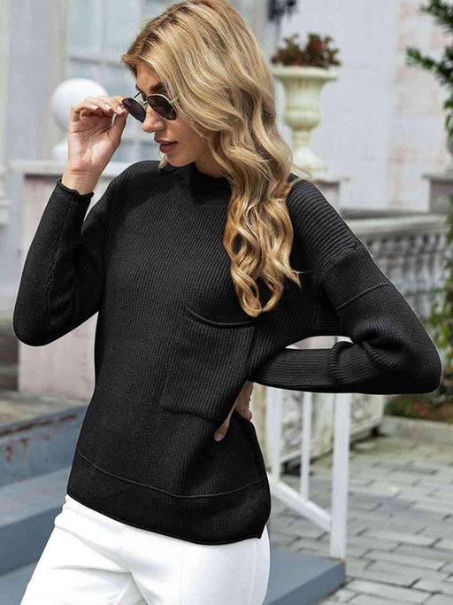 Cozy Chic Pocket Knit Pullover Sweater