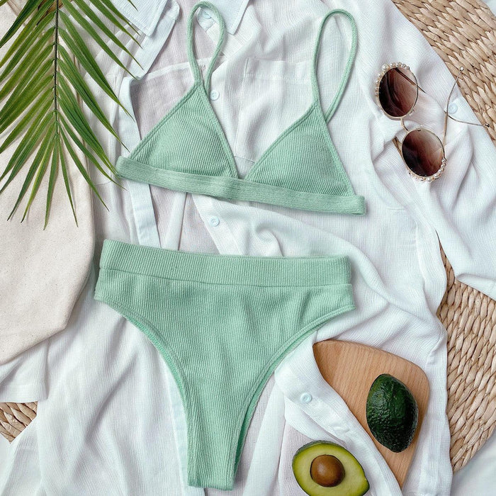 Ribbed Solar Glow Two-Piece Swim Set