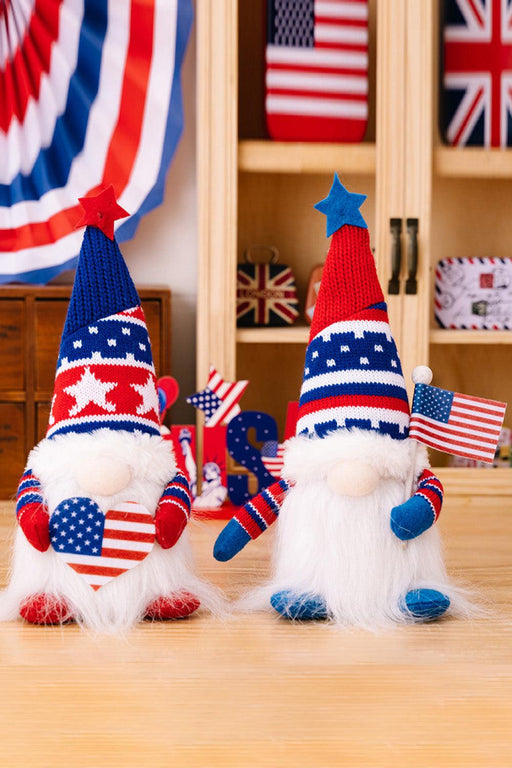 Festive Illuminated Gnome Ensemble for Patriotic Home Decor