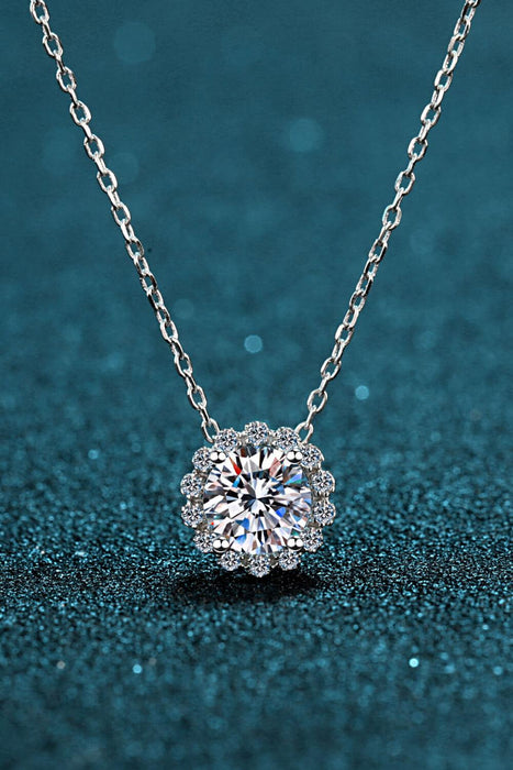 Elegant Moissanite Flower Pendant Necklace with Dazzling Zircon Accents