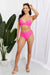 Pink Splash Twist-Front Halter Bikini Set for a Stylish Summer Look by Marina West Swim