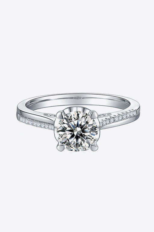 Dazzling Lab-Grown Diamond Sterling Silver Ring with Sparkling Side Stones