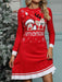 Festive Christmas Graphic Pleated Sweater Dress
