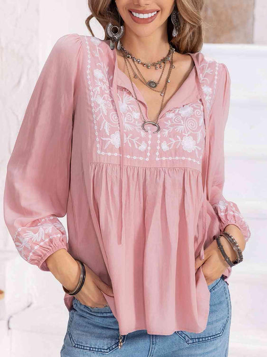 Whimsical Floral Chiffon Blouse with Elegant Balloon Sleeves