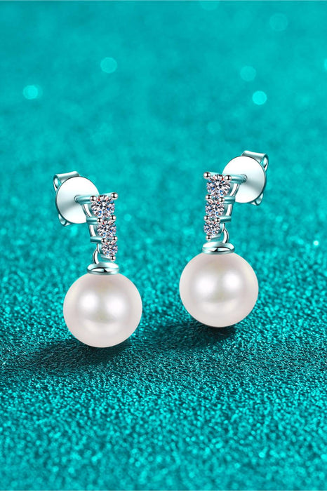 Dazzling Moissanite and Pearl Drop Earrings