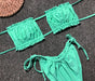 Ruched Frilled Bikini Set with Adjustable Tie-Side Bottoms and Removable Padding