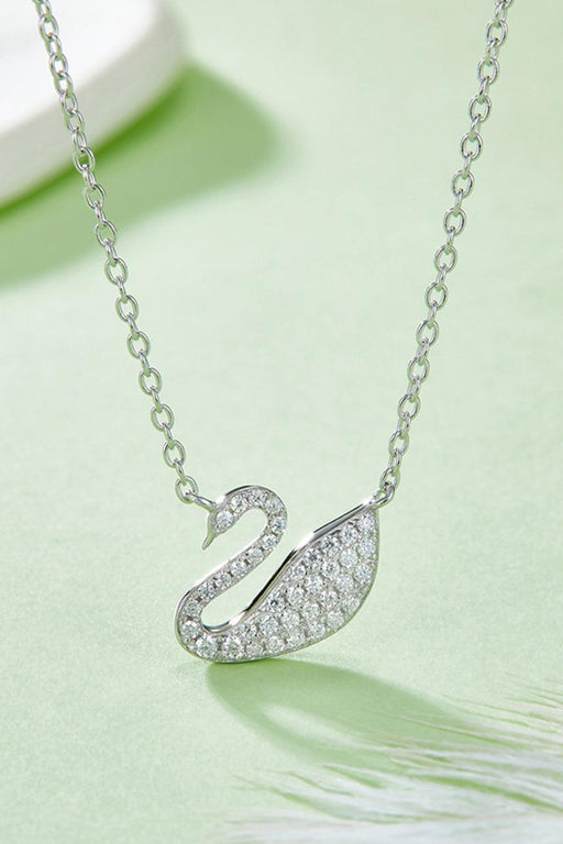 Swan Lab Created Diamond Necklace with Lab-Grown Diamond Gem in Sterling Silver