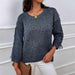 Lace-Up Detail Cozy Knit Sweater with Elegant Round Neck