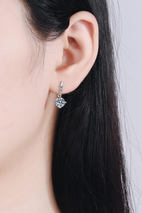 Elegant 1 Carat Lab-Created Diamond Drop Earrings with Zircon Details