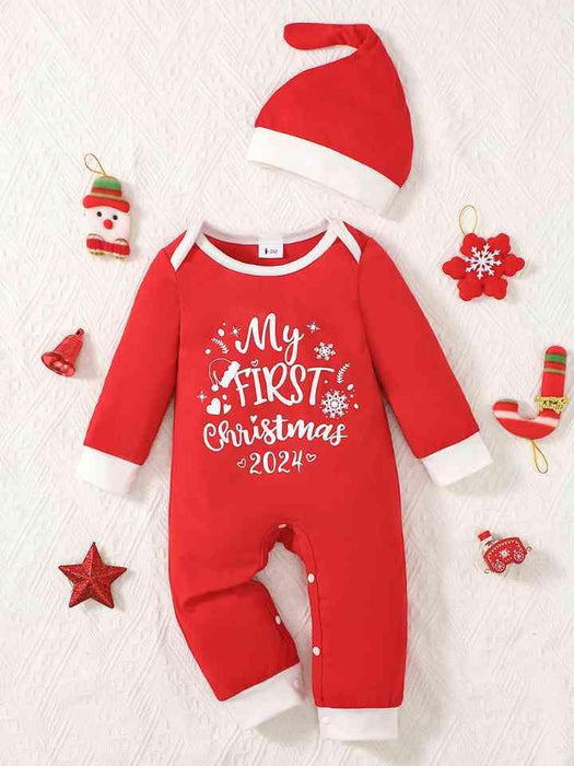 Holiday Cheer Baby Outfit Set with Coordinating Beanie