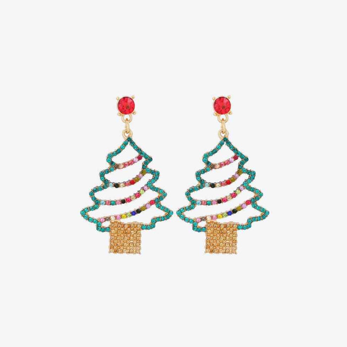 Festive Rhinestone Holiday Tree Earrings