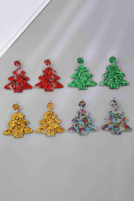 Festive Acrylic Christmas Tree Dangle Earrings