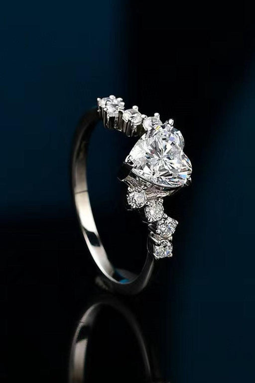 Radiant Heart Lab-Diamond Ring with Sparkling Zircon Accents & Authenticity Certificate