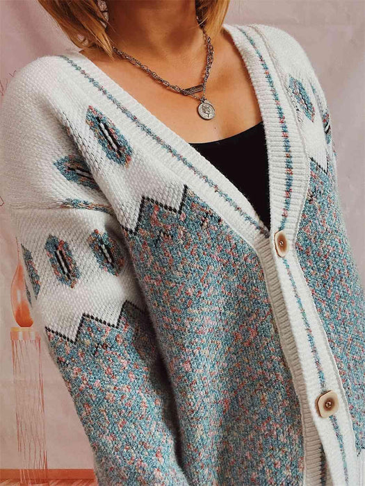 Stylish Geometric Patterned Button-Up Cardigan - Your Must-Have Fashion Staple