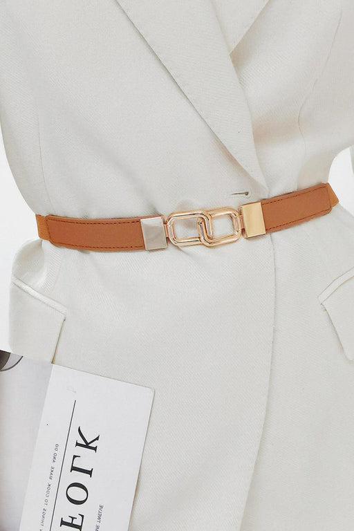 Elegant Geometric Dual Buckle Stretch Belt