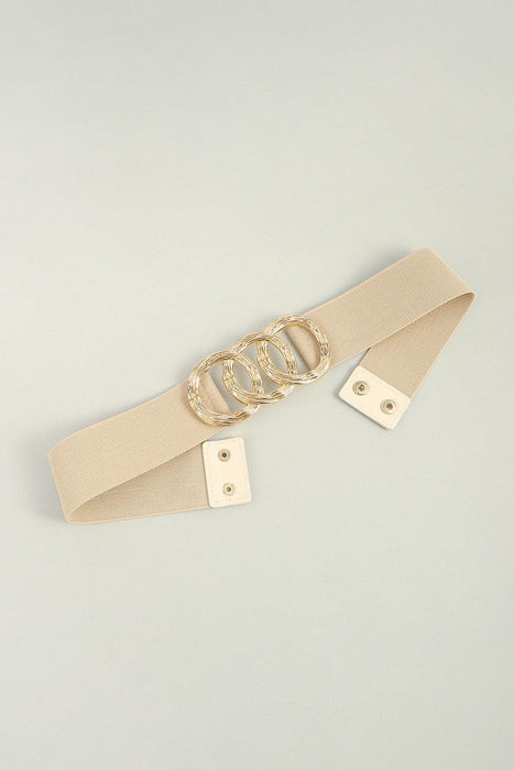 Elegant Wide Elastic Belt with Chic Zinc Alloy Buckle