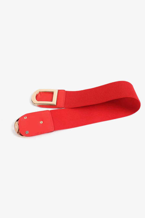 Chic Elastic PU Leather Belt with Stylish Double D Buckle