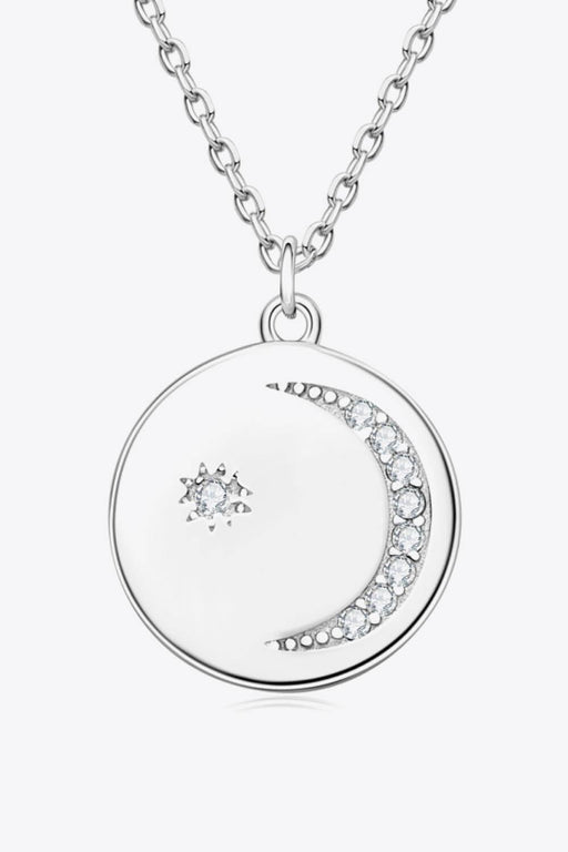 Sophisticated Platinum-Plated Silver Floral Necklace with Lab-Created Diamond Pendant