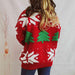 Festive Cozy Snowflake Long Sleeve Sweater with Round Neck