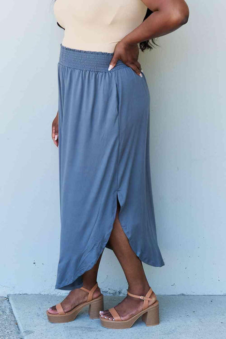 Dusty Blue Elegant High Waist Maxi Skirt - Ultimate Comfort and Style