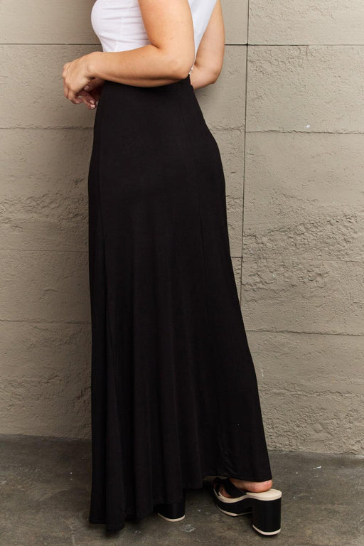 Elegant Black Flare Maxi Skirt with Adjustable Fit | Effortless Style & Versatility