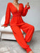 Chic Sheer Ruffled Sleeve Plunge Jumpsuit