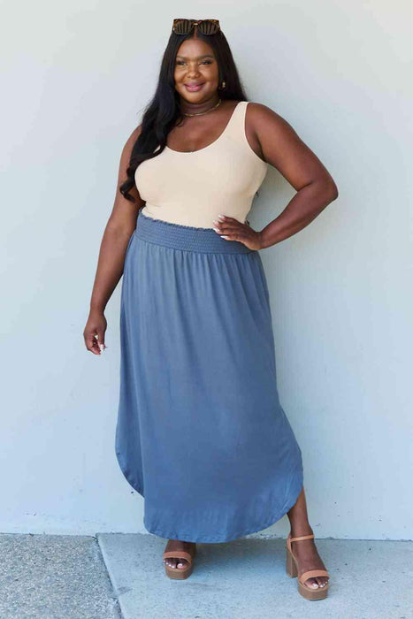 Dusty Blue Elegant High Waist Maxi Skirt - Ultimate Comfort and Style