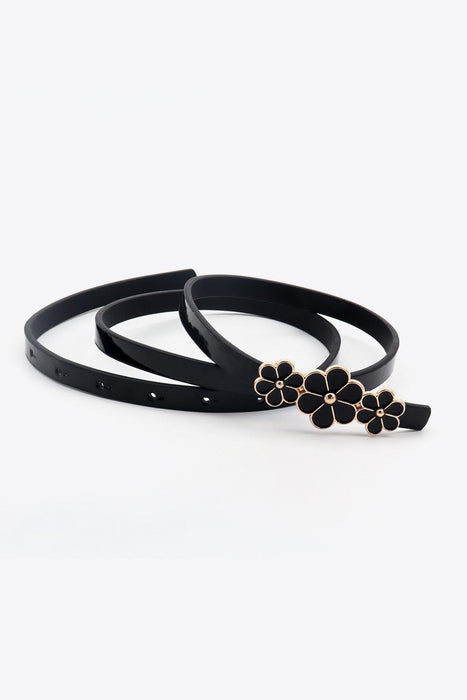 Chic Floral Accent Faux Leather Waist Belt