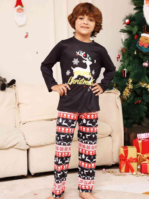 Cheerful Christmas Graphic Top and Pants Set