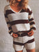 Chic Striped Knit Relaxed Lounge Set with Comfy Top and Shorts